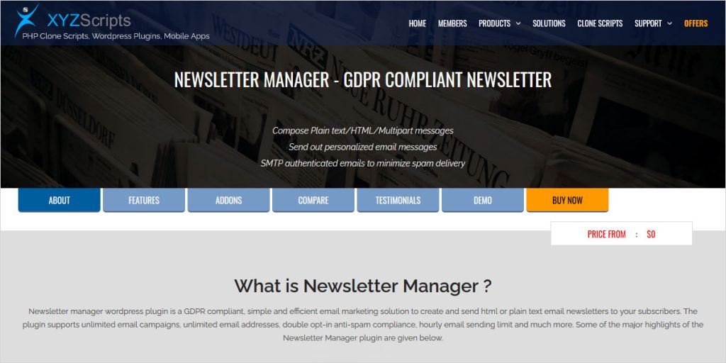 newsletter manager xyz