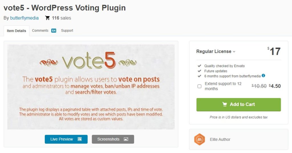 vote5 wordpress voting plugin