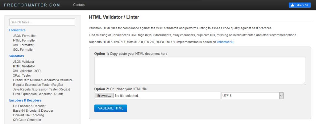 free formatter html validator