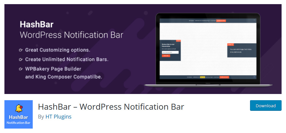hashbar wordpress notification bar