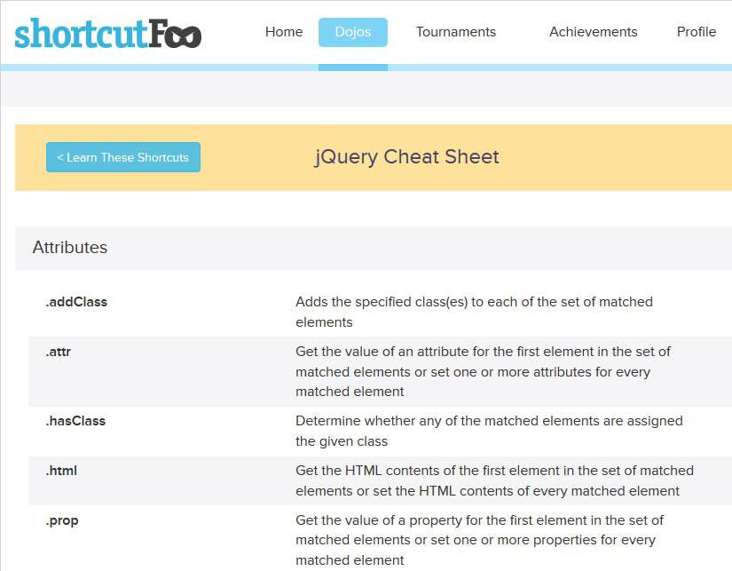 jQuery Cheat Sheets by ShortcutFoo