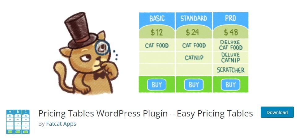 easy pricing table
