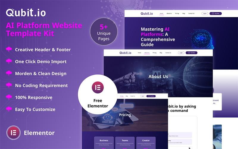 AI Platform Website Template Elementor Kit