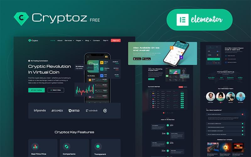 Cryptocurrency Free WordPress Theme Elementor