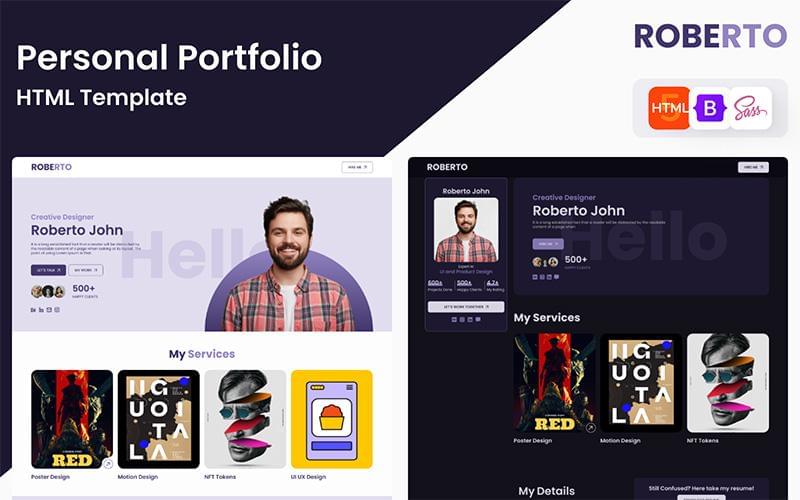 Proffessional Designer Portfolio, CV, and Resume HTML Landing Page Template
