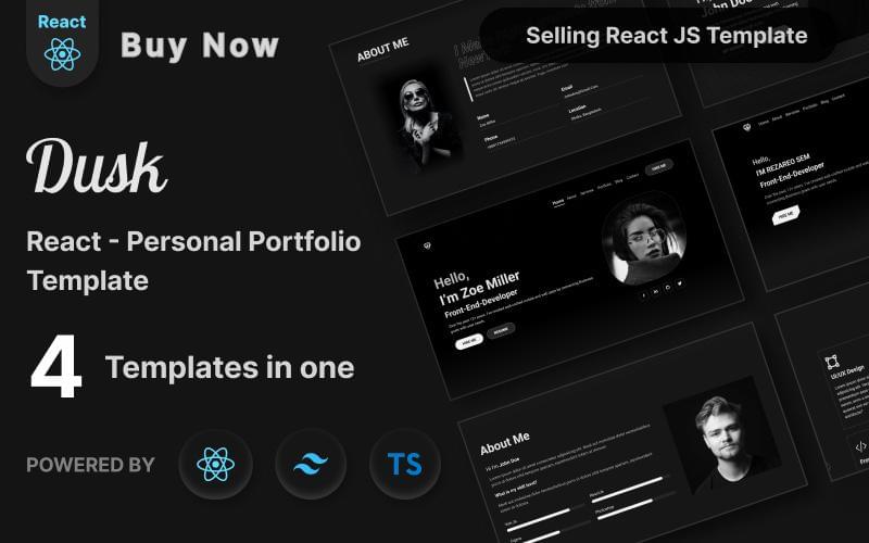 React JS Front End Developer Personal Portfolio Landing Page Template